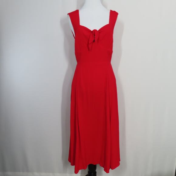Yumi Kim Red Midi Dress Sleeveless Self-tie Front Front Bodice Cut-out Size 4 - Picture 1 of 9